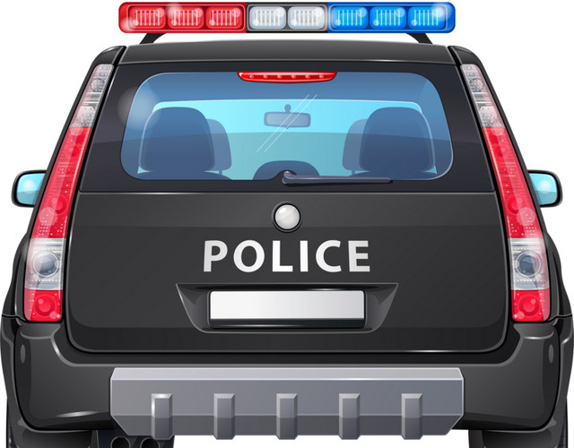 卡通警车汽车海报元素