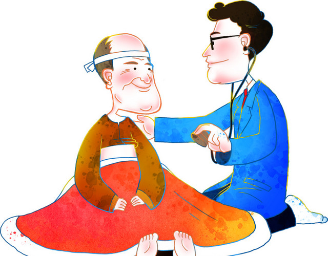 老人医生病人卡通人物素材