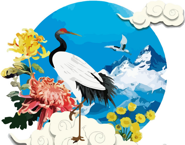 中国传统节日重阳节仙鹤云团素材