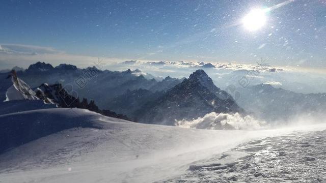 勃朗峰 暴风雪 转寄 高山 夏蒙尼 雪 山 法国 孤单