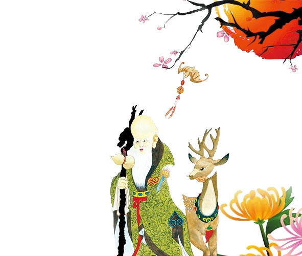 中国传统节日九九重阳老人菊花素材