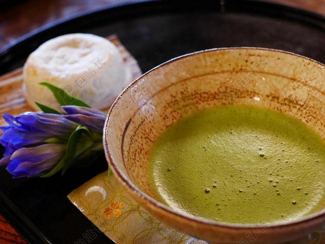 绿色抹茶食物餐具休闲背景图片