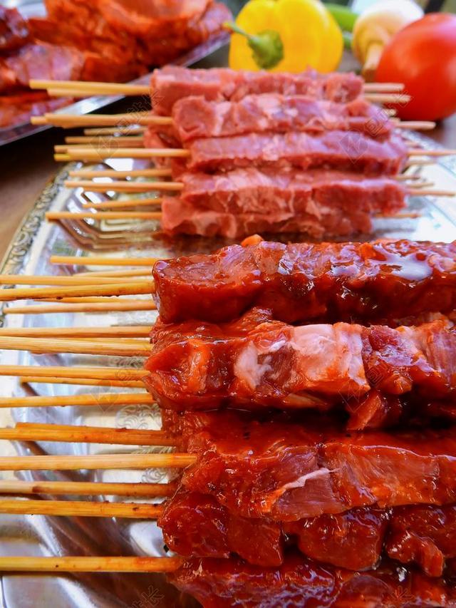 餐饮饮食烧烤烤肉半成品背景图片
