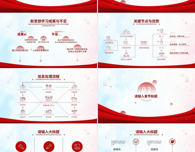 红色简约新思想学习心得汇报PPT模板