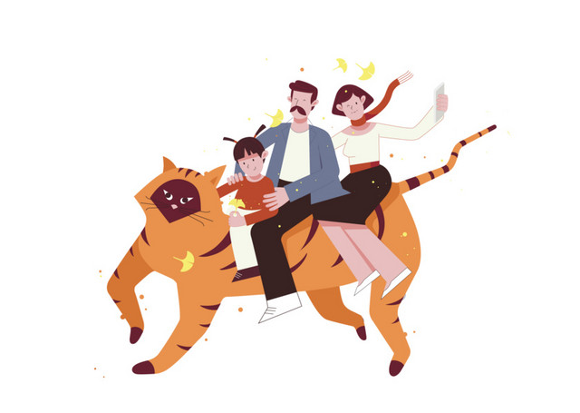 秋天一家人旅游季素材