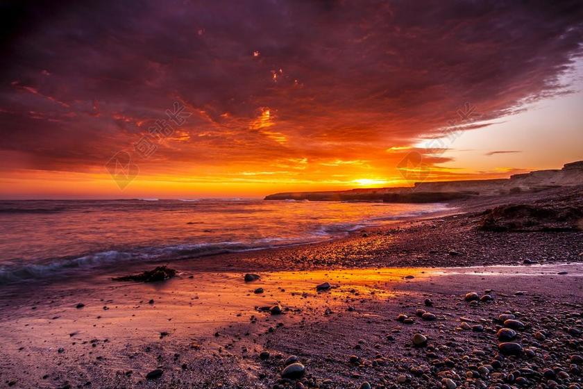 日落 海滩 沙 岩 天空 黄昏 海洋 波 水 海