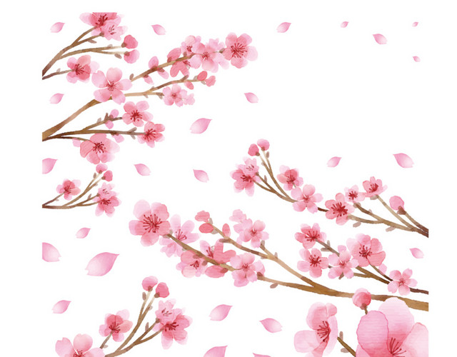 春天花卉美景桃花矢量素材