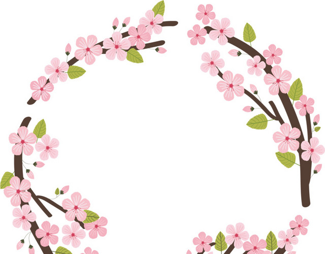 粉红春天桃花花环