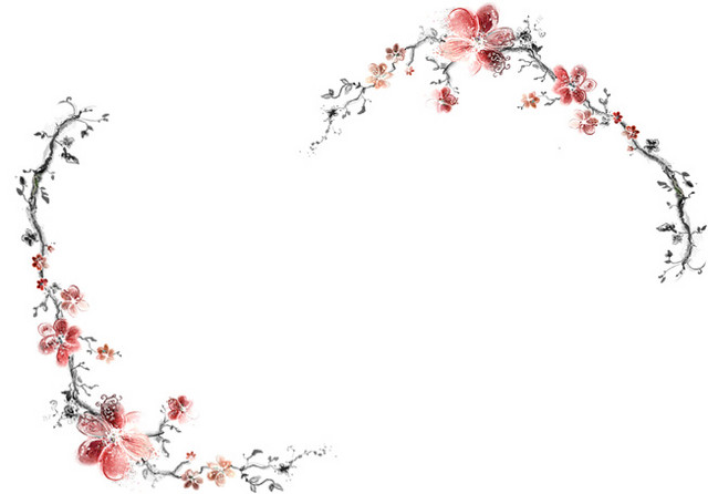 水墨桃花花边