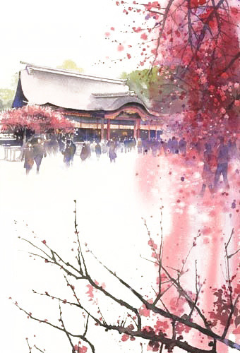 手绘古建筑