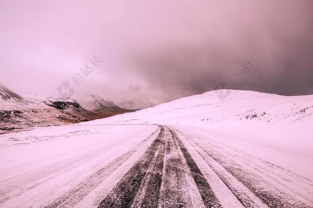 冰岛 冬天 雪 冰 路 旅行 景观 日落 黄昏 自然