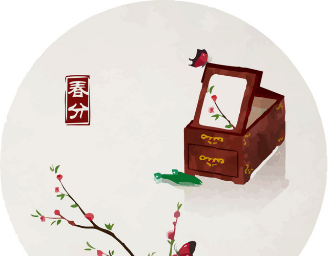 桃花与木盒