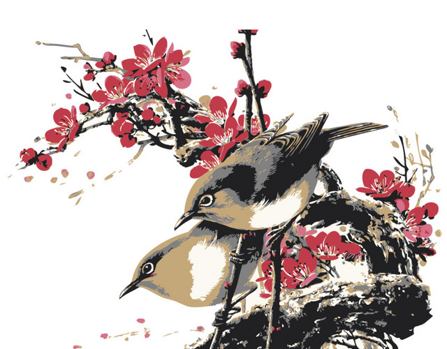 传统花鸟国画矢量图