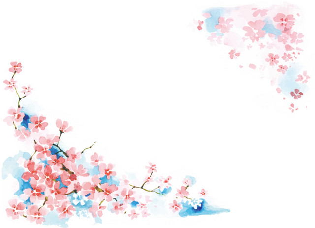 水彩画樱花
