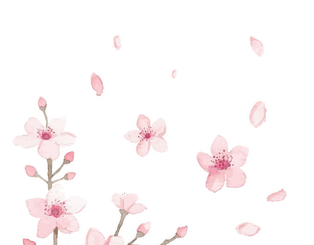 手绘粉色桃花