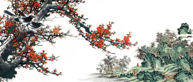 梅花水墨背景素材