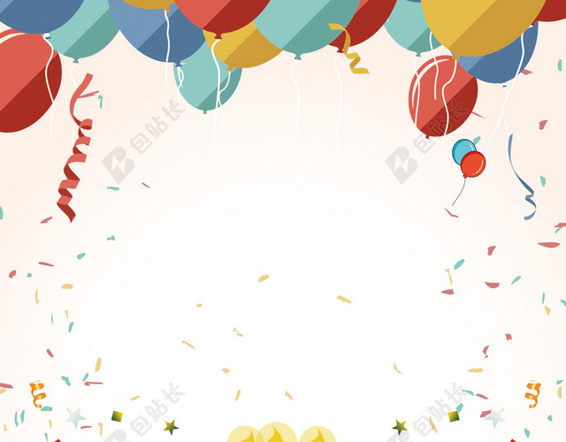 卡通矢量气球蛋糕生日派对背景素材