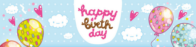 生日蛋糕卡通气球背景BANNER