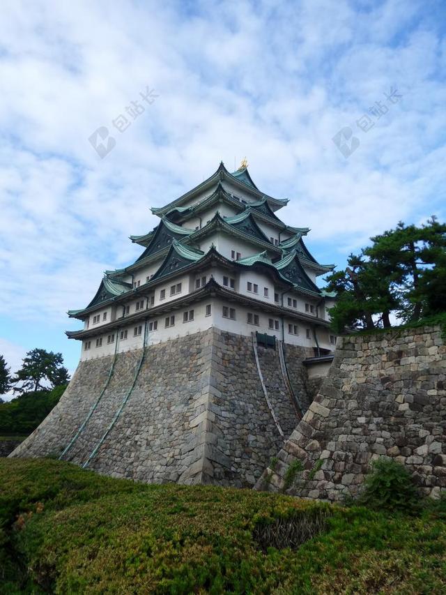 日本 名古屋 城堡 蓝色 天空