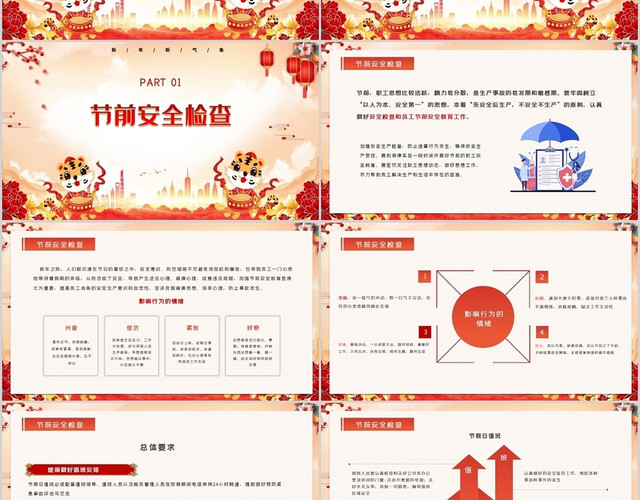 喜庆春节节假日出行安全知识介绍PPT模板