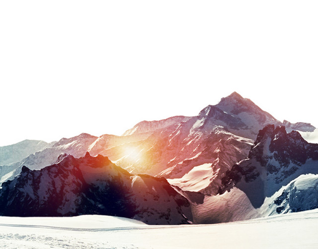 夕阳山雪素材