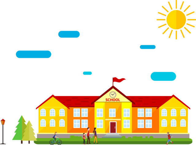 卡通建筑学校房屋矢量图
