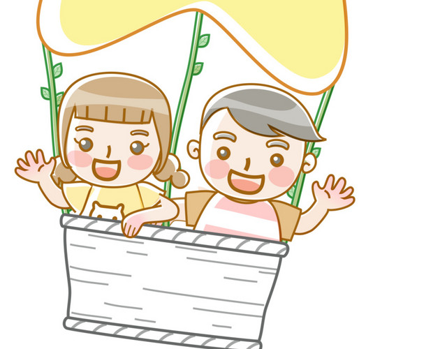 卡通黄色星星热气球素材