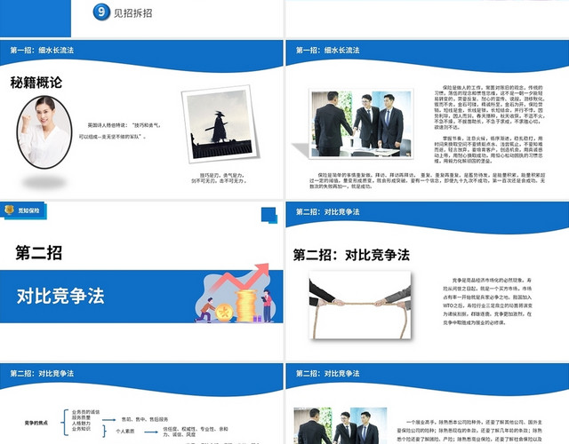 蓝色简约商务保险销售秘籍企业培训PPT保险销售秘籍11093004