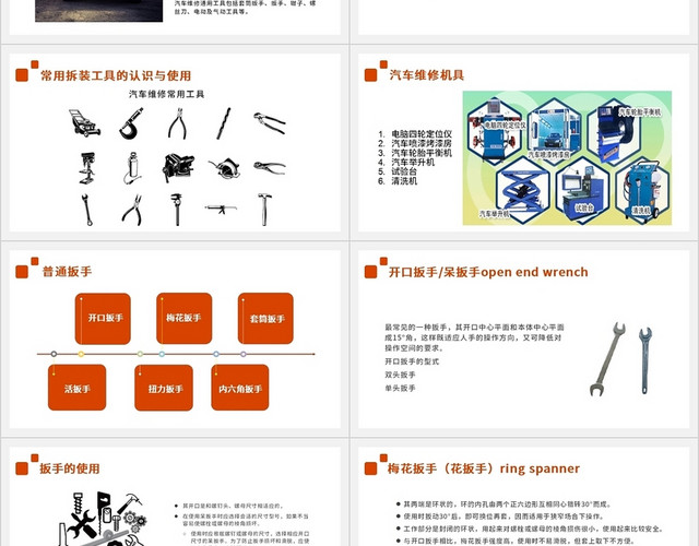 红色简约商务汽车维修设备工具使用PPT模板