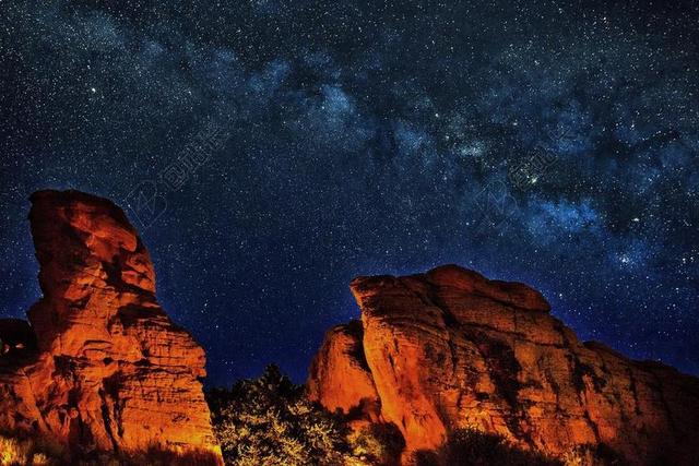 银河 星星 岩 夜 景观 大峡谷国家公园