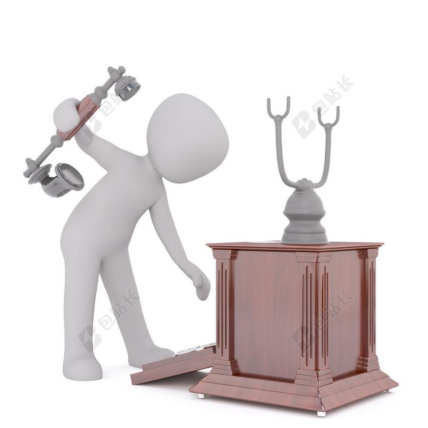 广告3D立体简约小人拿起电话素材设计背景图片