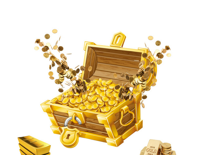 金色大气奢华宝箱装饰素材