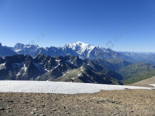 勃朗峰 山 阿尔卑斯山 上萨瓦省 夏季 景观
