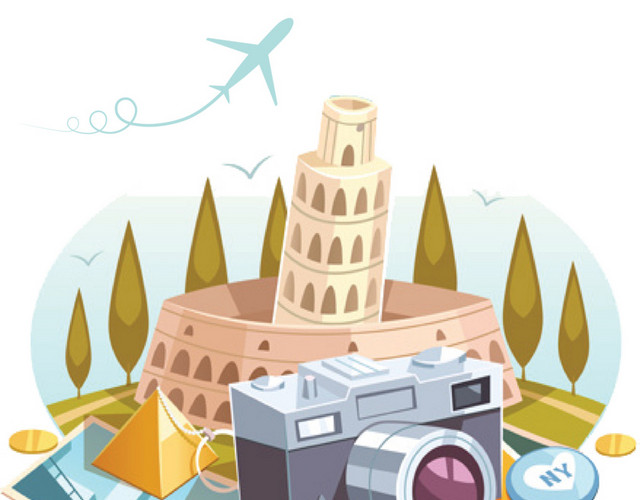 卡通旅拍旅游季素材