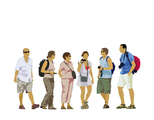 卡通人物家庭旅游素材