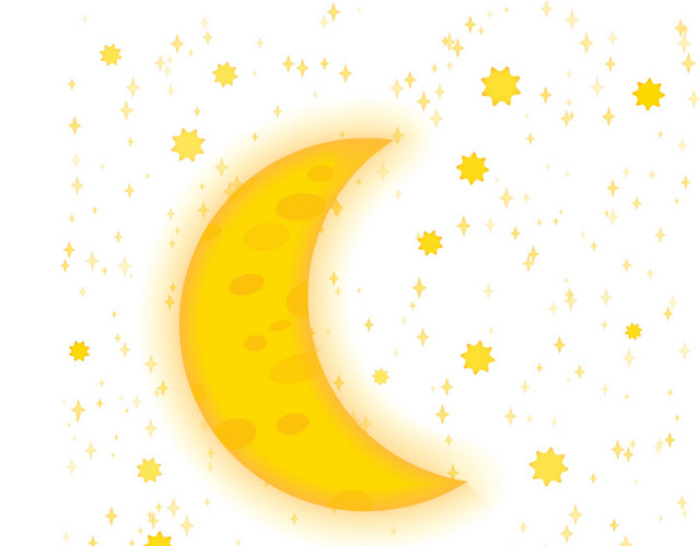 黄色月牙月亮星星花纹素材