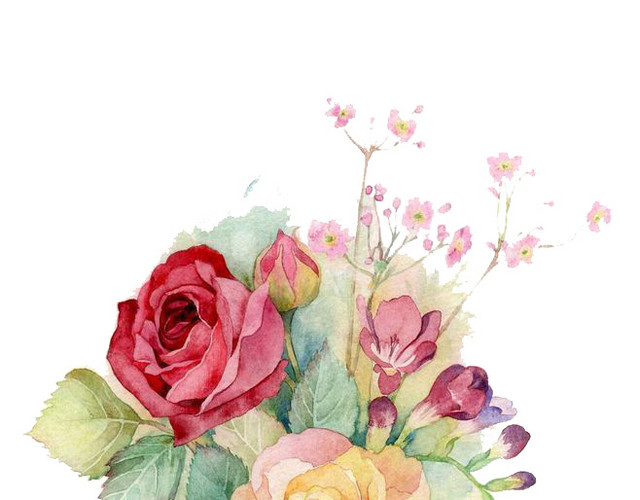 彩绘花束玫瑰花素材