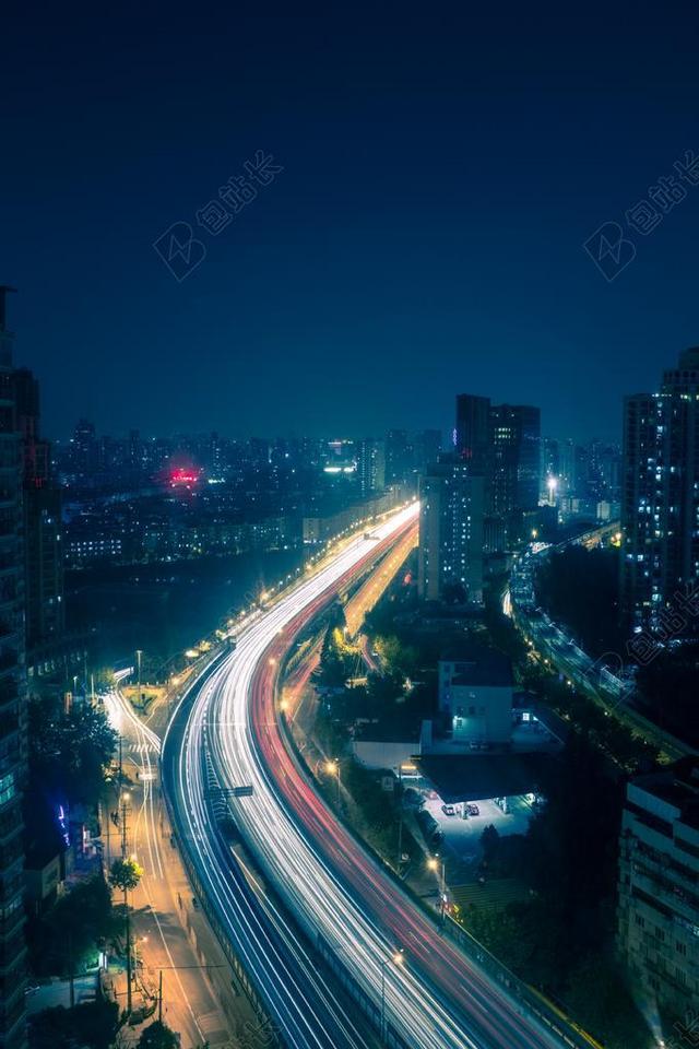 建筑现代都市璀璨绚丽夜灯图景宣传背景图片