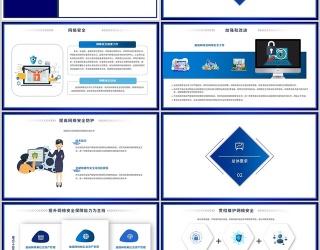 蓝色科技风互联网网络安全计划总结PPT模板