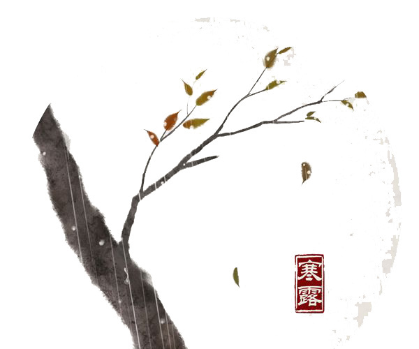 二十四节气寒露枯树落叶素材