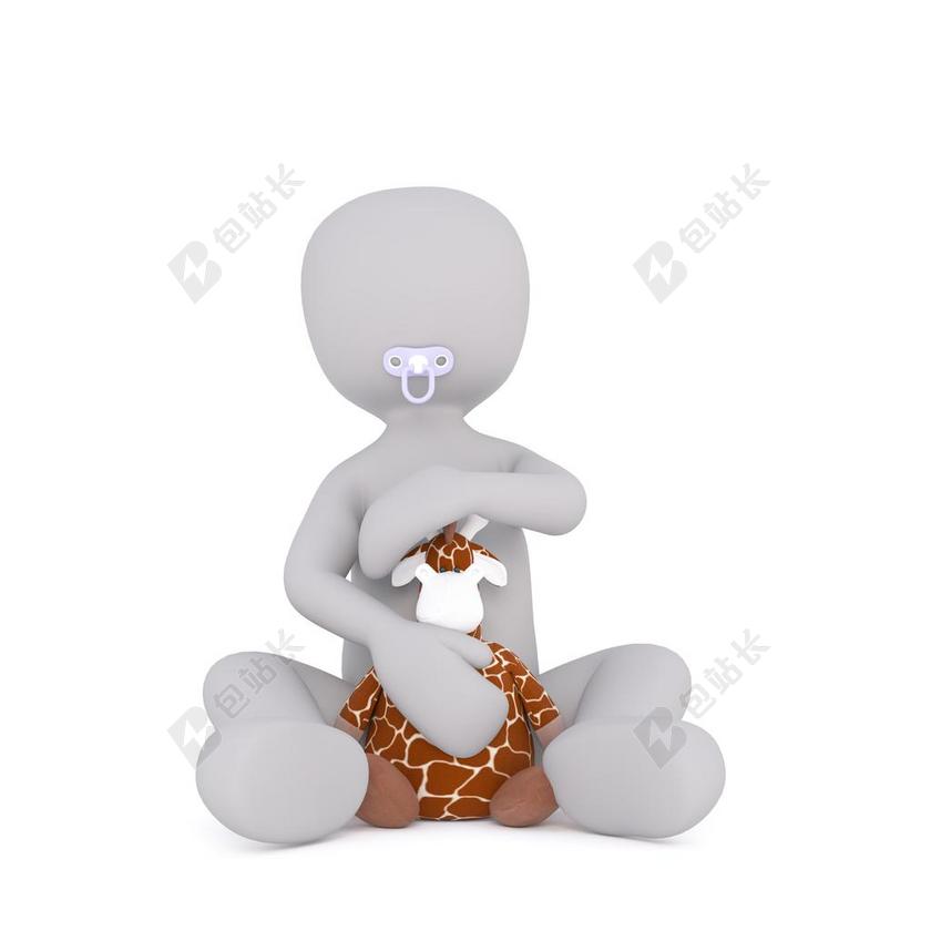 互联网3D立体婴儿抱着玩具娃娃科技背景图片