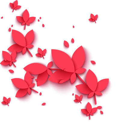 手绘红色落花花瓣素材