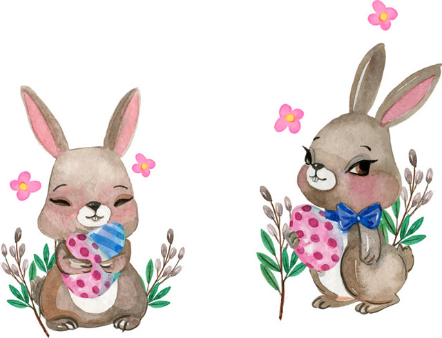 手绘兔子插画素材