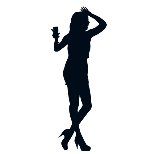 喝酒的女人剪影