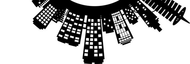世界高楼大厦建筑物圆形剪影