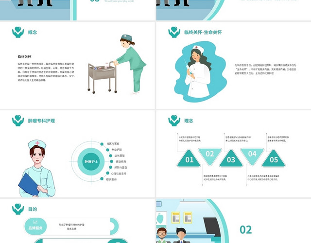 绿色简约风肿瘤特色护理癌症护理PPT课件