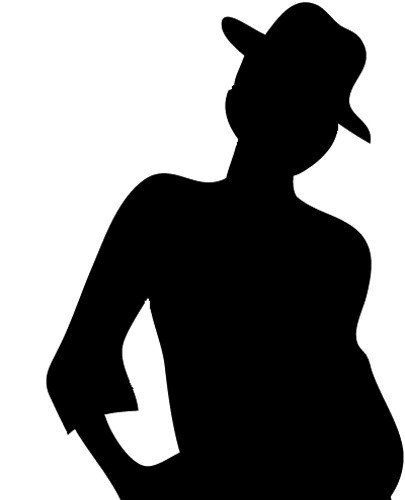 戴帽子的女人剪影