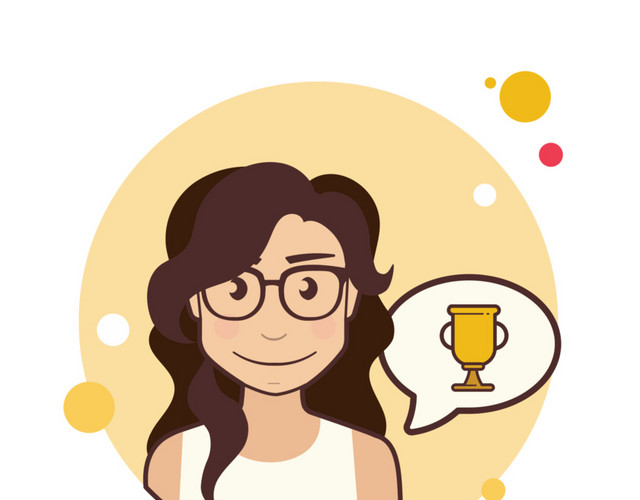 眼镜女生希望得到奖杯