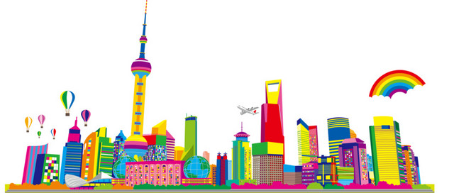 彩色城市免扣素材