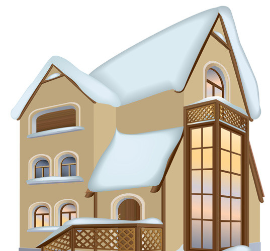 冬季房屋建筑模型素材图